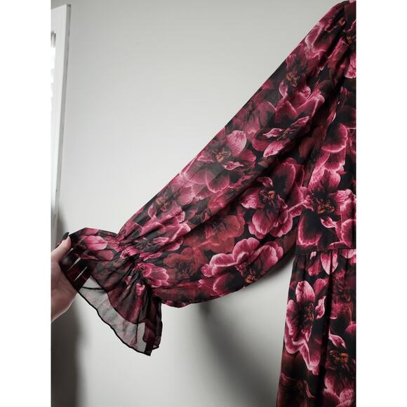 Torrid Mini Babydoll Dress Plus Size 6X Studio Knit Black Pink Floral NWT - Picture 5 of 8